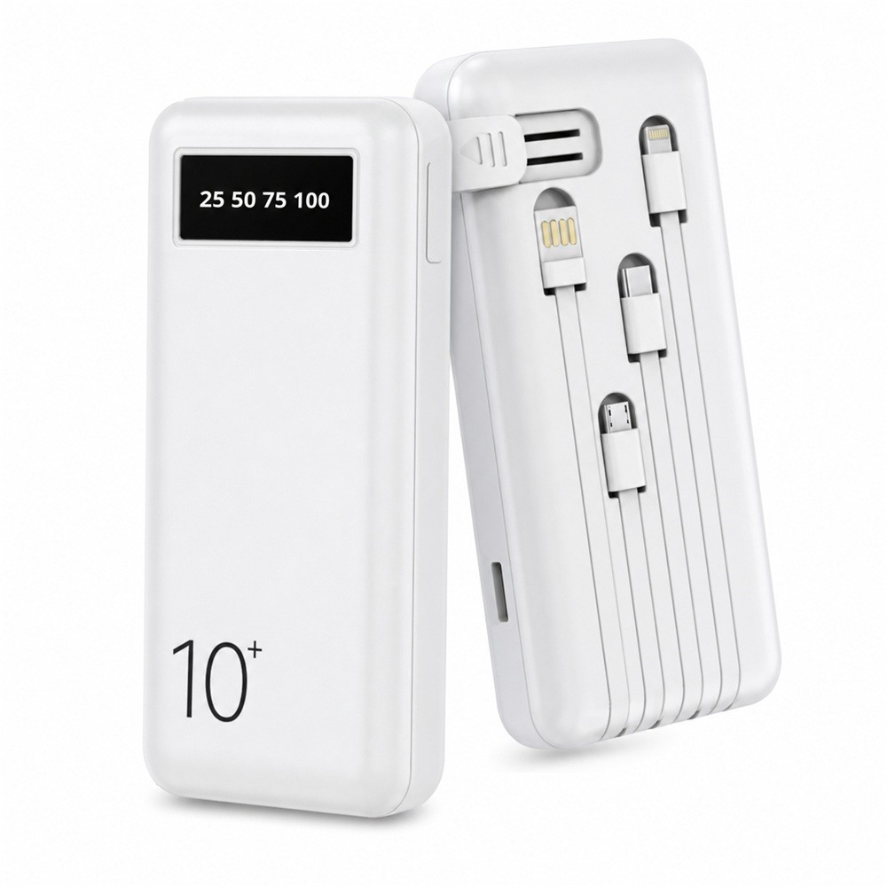 Power Bank Kapbom KA-966H 10000mAh com 4 Saídas USB V8 Tipo-C Conector IOS e Visor LED