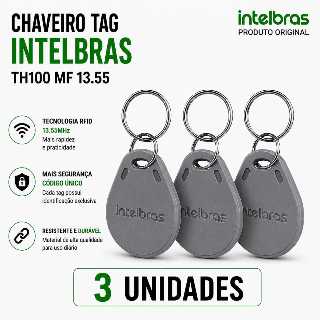Kit 3 unid. Chaveiro Rfid Th 1000 Mf / 13,56 Mhz -Intelbras