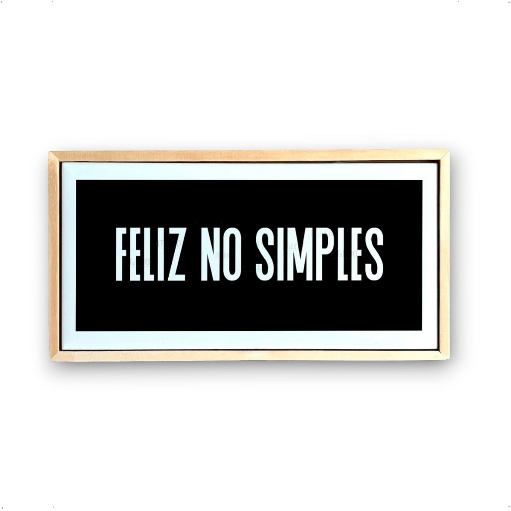 Azulejo Decorativo Frase Feliz no Simples 10x20 Moldura Caixa Invertida Decoração