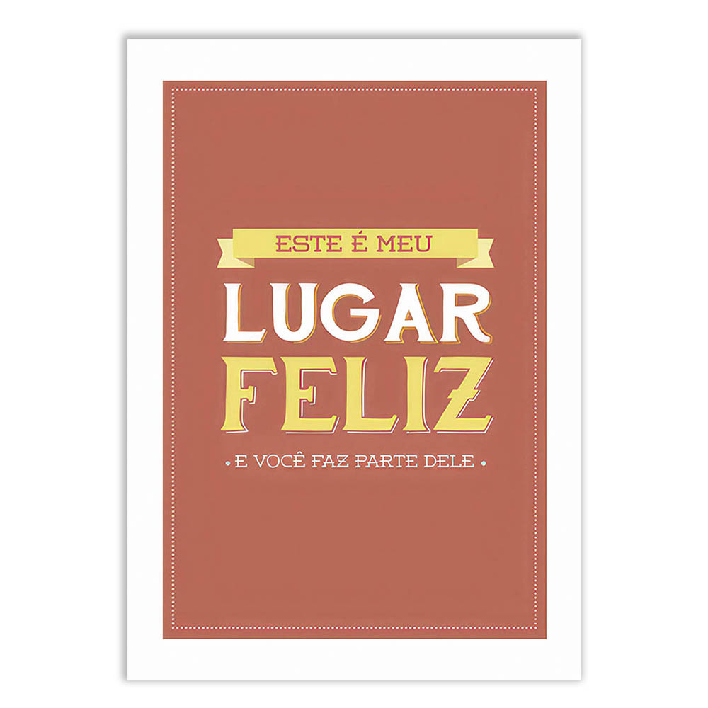 Placa Decorativa Meu Lugar Feliz Frases Decoração Quarto Poster