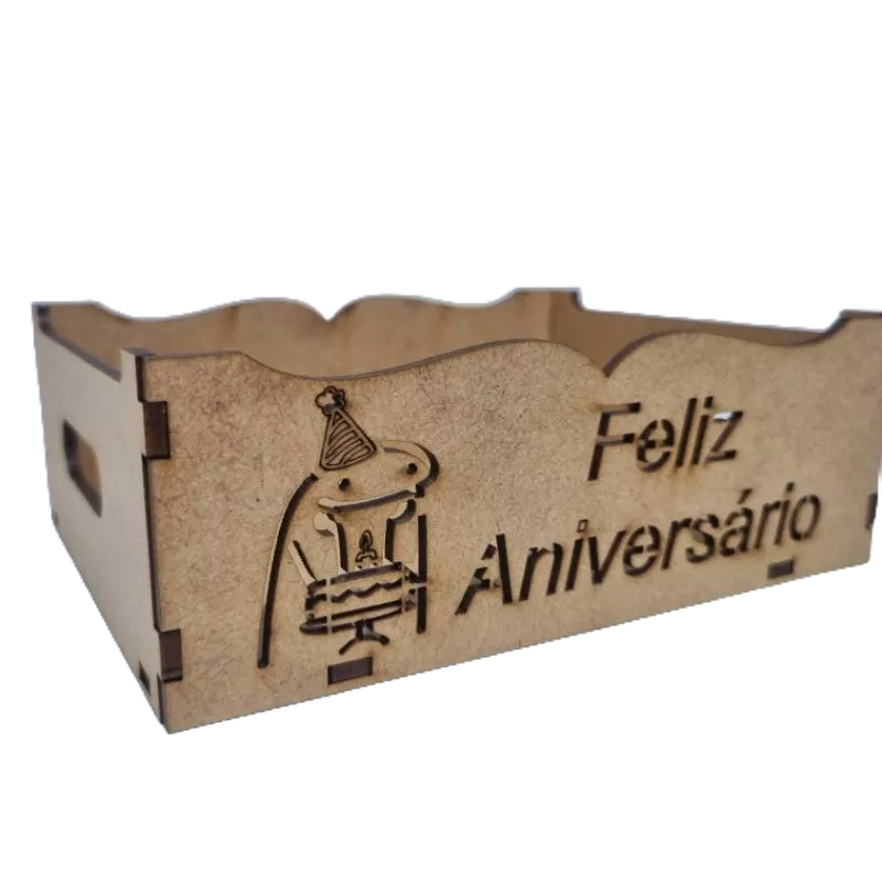 5 Bandeja FLORK  FELIZ ANIVERSÁRIO de MDF frase decorativa