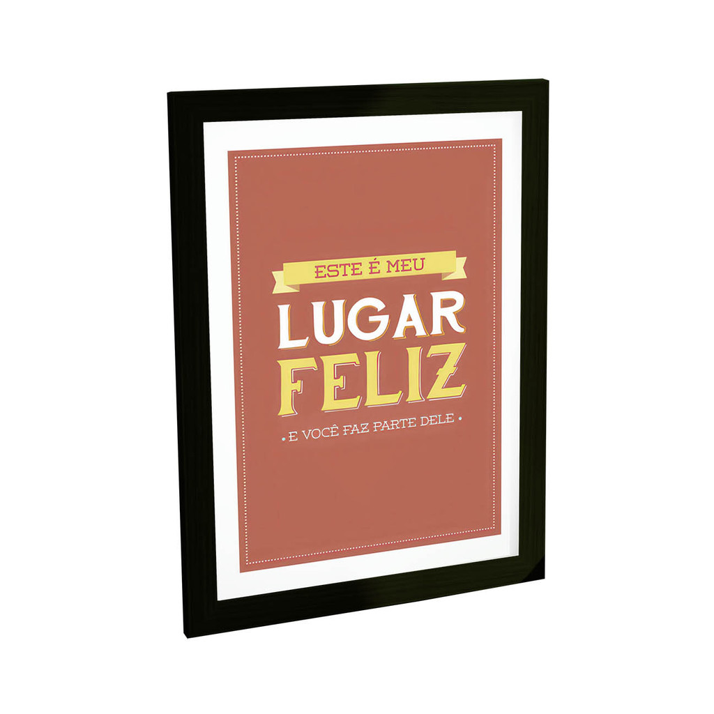 Quadro Decorativo Meu Lugar Feliz Frases Decoração Quarto Poster