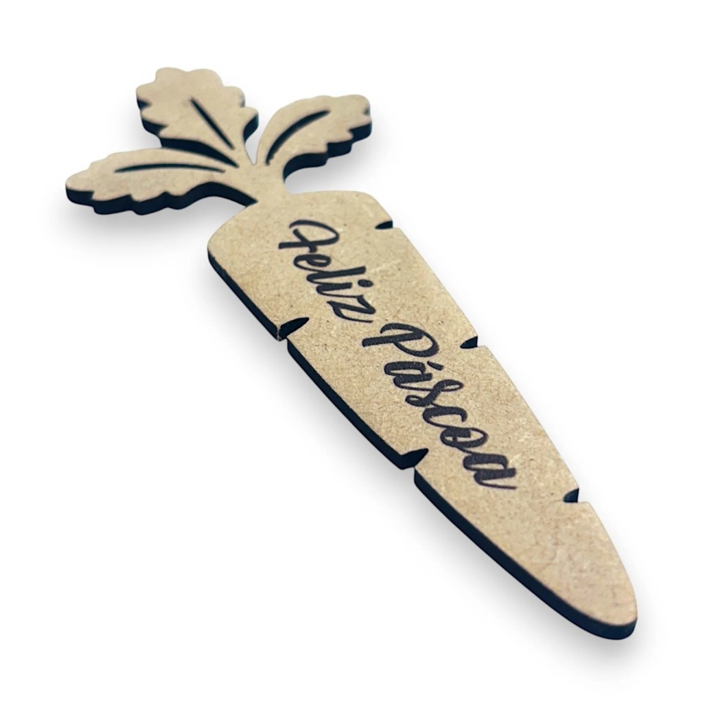 Kit 10 Cenouras Decorativas em Madeira Pinus com Frase Feliz Páscoa Mesa Posta