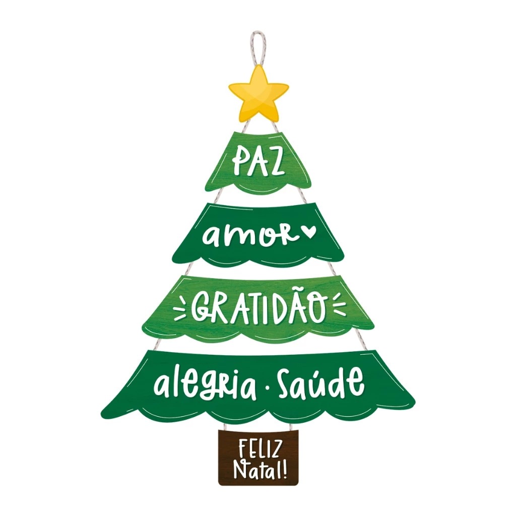 Placa decorativa de Natal Árvore Decorativa com Frases em MDF | Placa Natalina de Porta Parede Feliz Natal 33x49,5