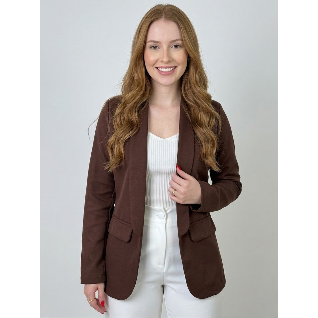Blazer Feminino Alfaiataria Casual Social Casaquinho Elegante Tendência Blogueira Slim Festas Natal
