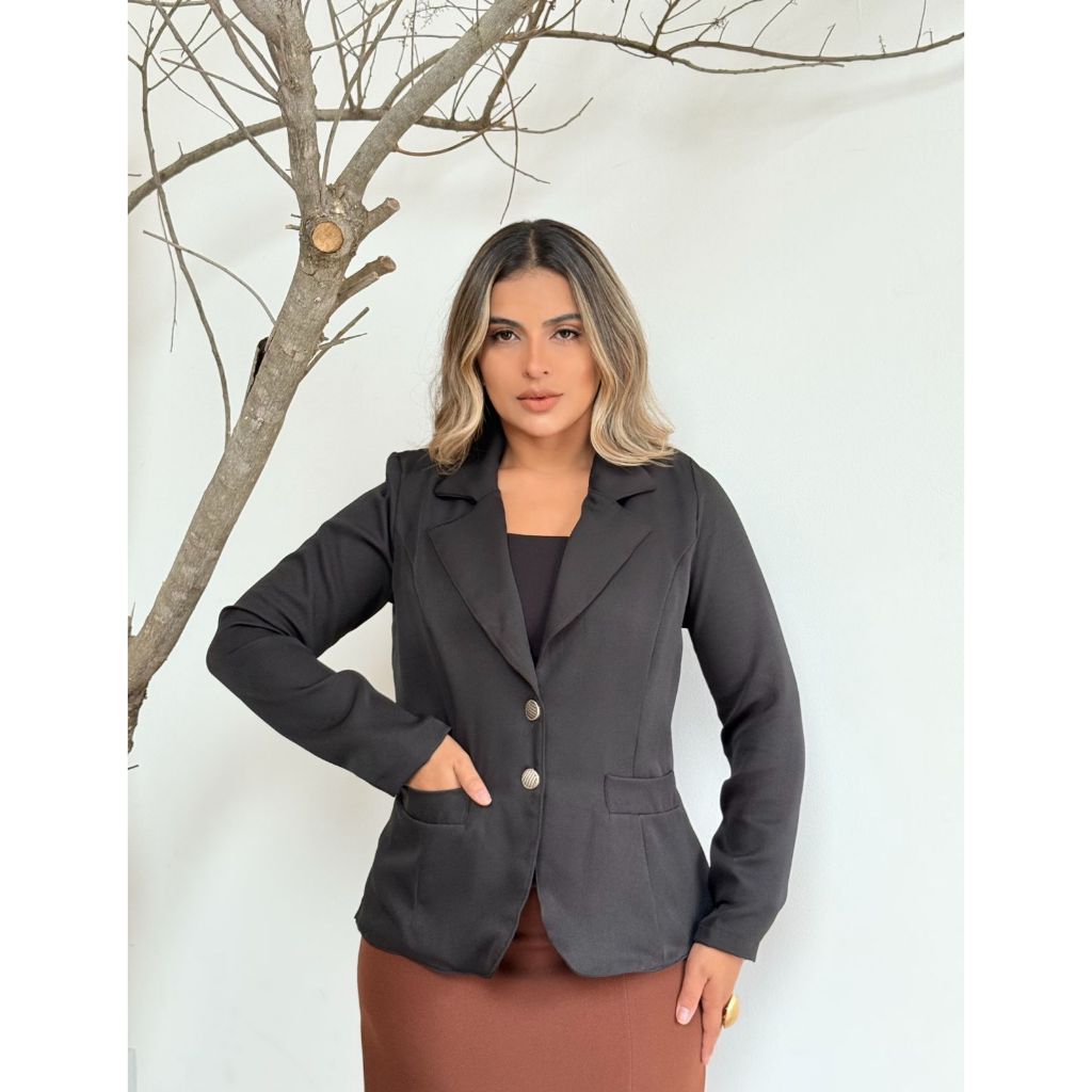 Blazer Feminino de Alfaiataria Elegante Slim e Plus Size Outono Inverno