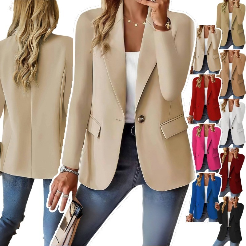 3XL Feminino Casual Slim Fit Blazers Plus Size Frente Aberta Manga Comprida Jaquetas De Trabalho E Escritório Sem Bolsos