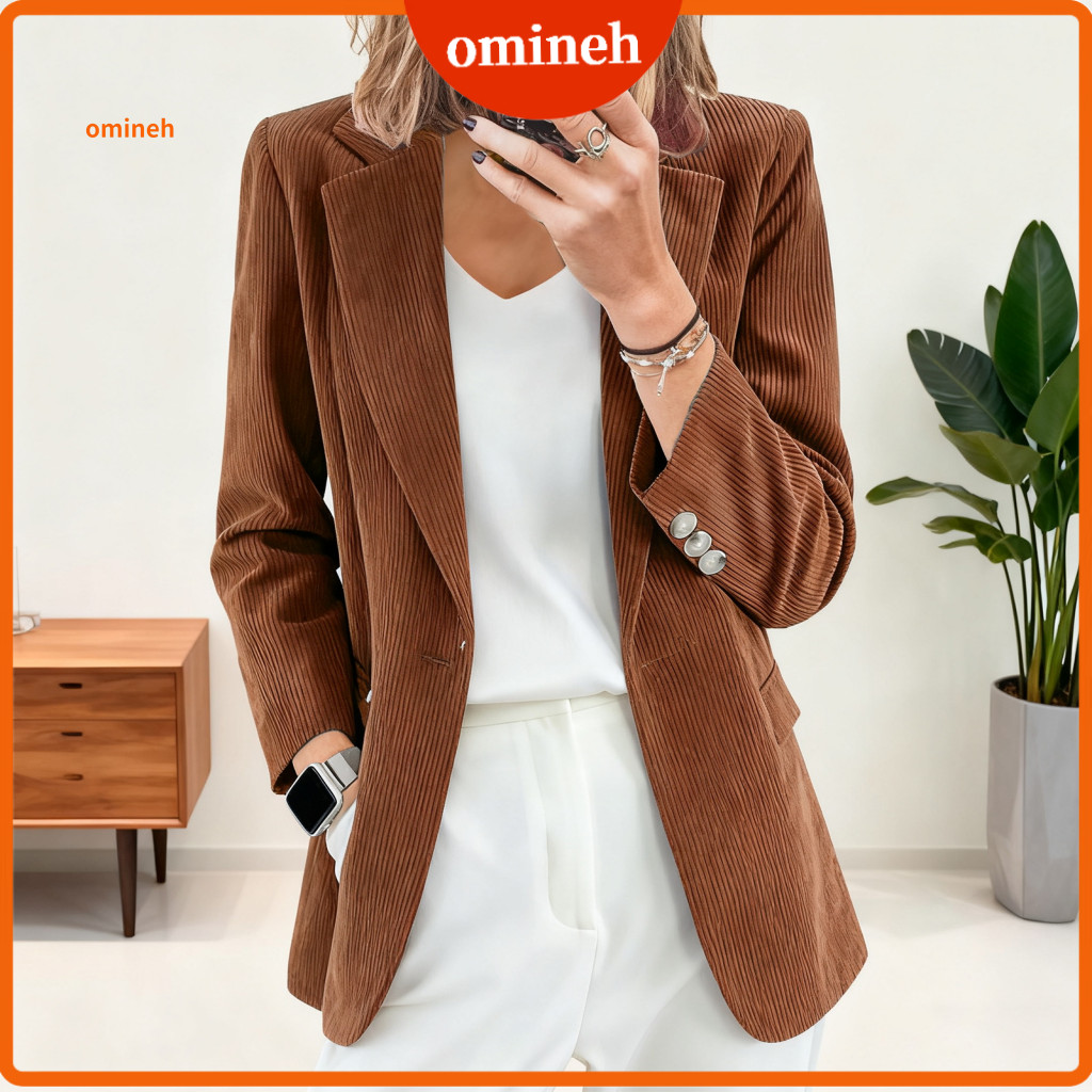 Lightweight Women Jacket Suit Coat Women’s Slim Fit Business Single Button Blazer with Lapel Collar and Flap Pockets L