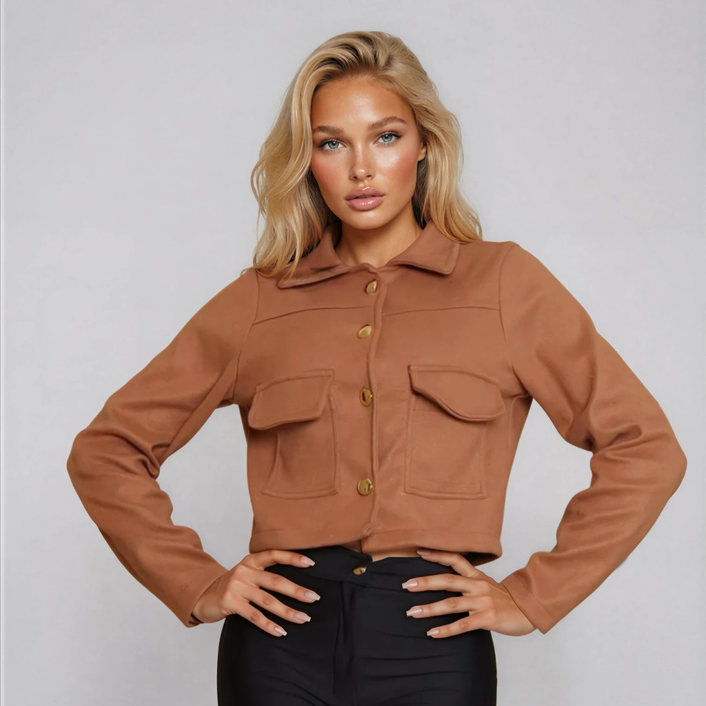 Jaqueta Feminina Lã Batida Casaco de Frio Blazer Slim Elegante Inverno Moda Premium 🔥