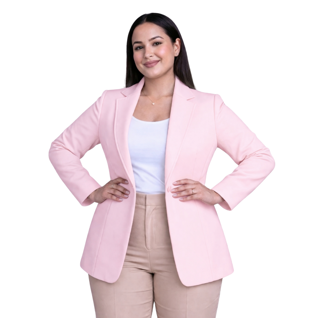 Blazer Acinturado Feminino Em Neoprene Social Moderno Slim Elegante