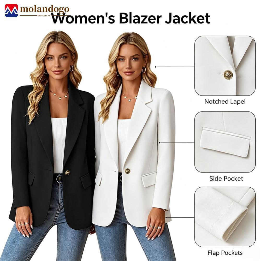 Milandogo Cor Sólida Lapela Manga Longa Blazer Feminino Slim Oversized Business Office Suit Casaco Primavera Outono Jaqu