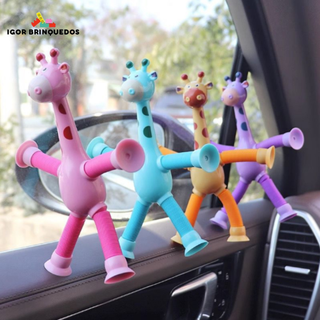 Pop Tube tubo Esticado com Girafa Robô Macaquinho Melman Brinquedo com Ventosa
