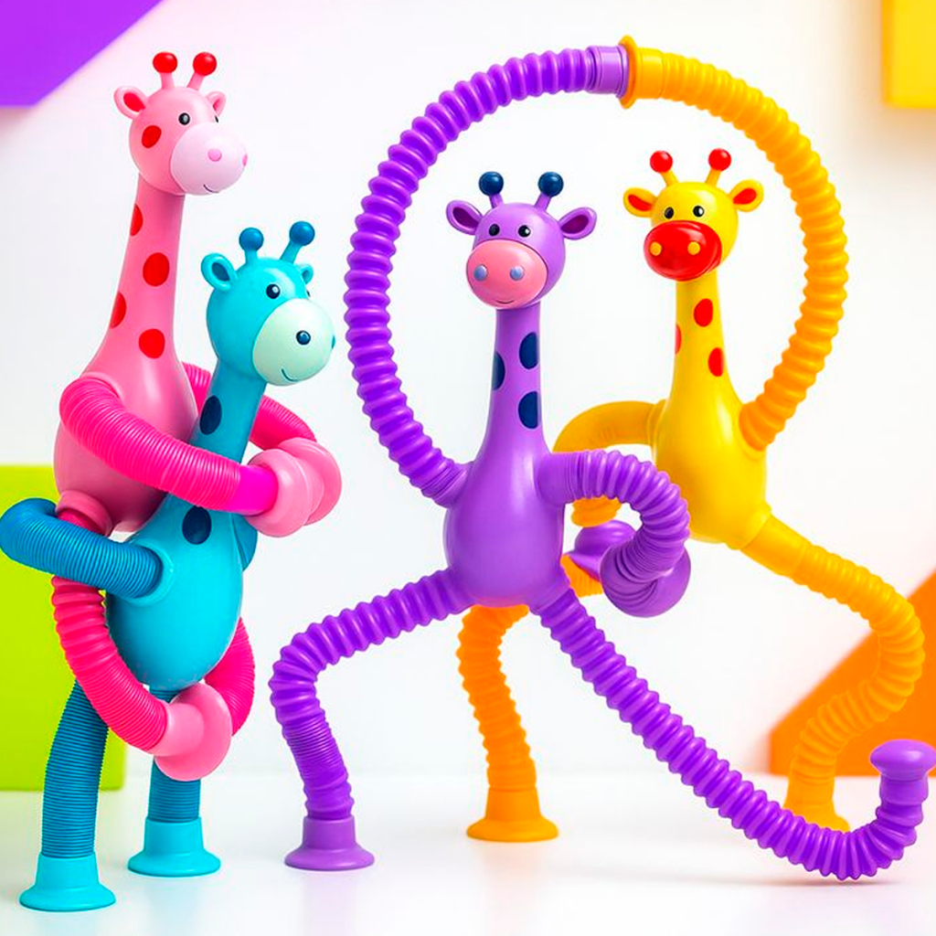 Kit 4 Girafa Estica E Gruda Melman Pop It Tubo Tik Tok