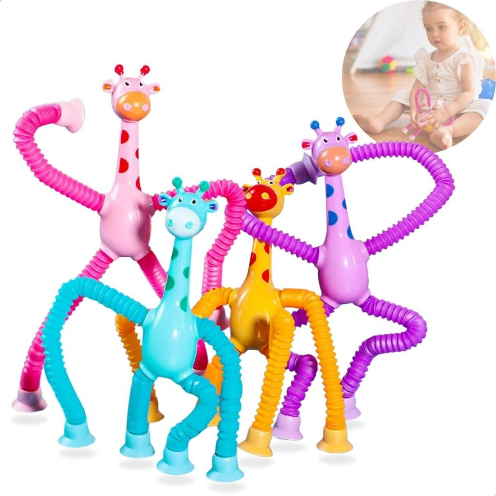 girafas estica e gruda melman pop it tubo tiktok com luz brinquedo para crianças