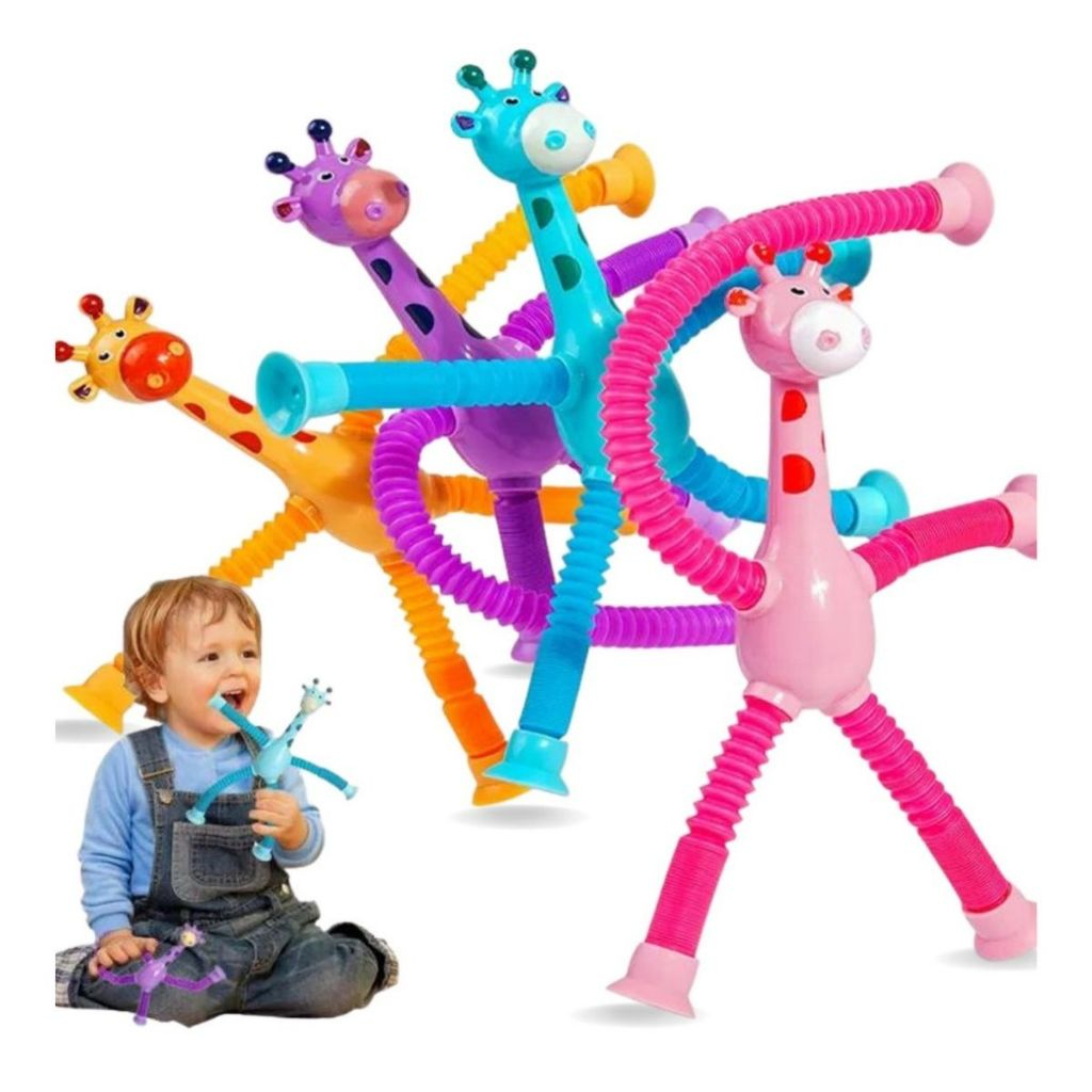 girafas estica e gruda melman pop it tubo tiktok com luz brinquedo para crianças