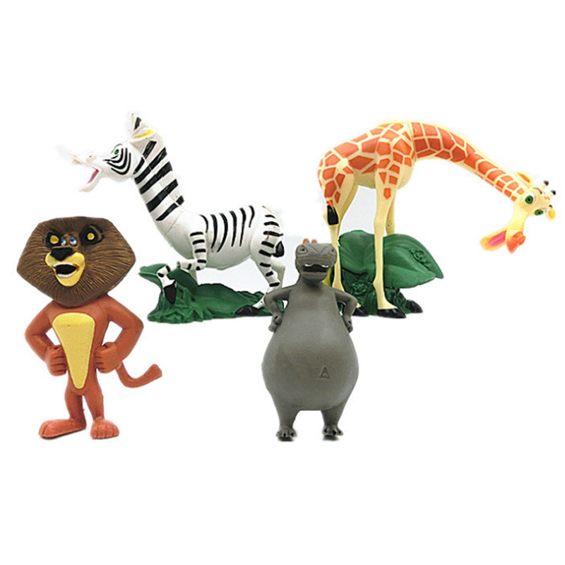 Kit 4 Peças Madagascar Alex Gloria Melman Marty Em Pvc 7cm