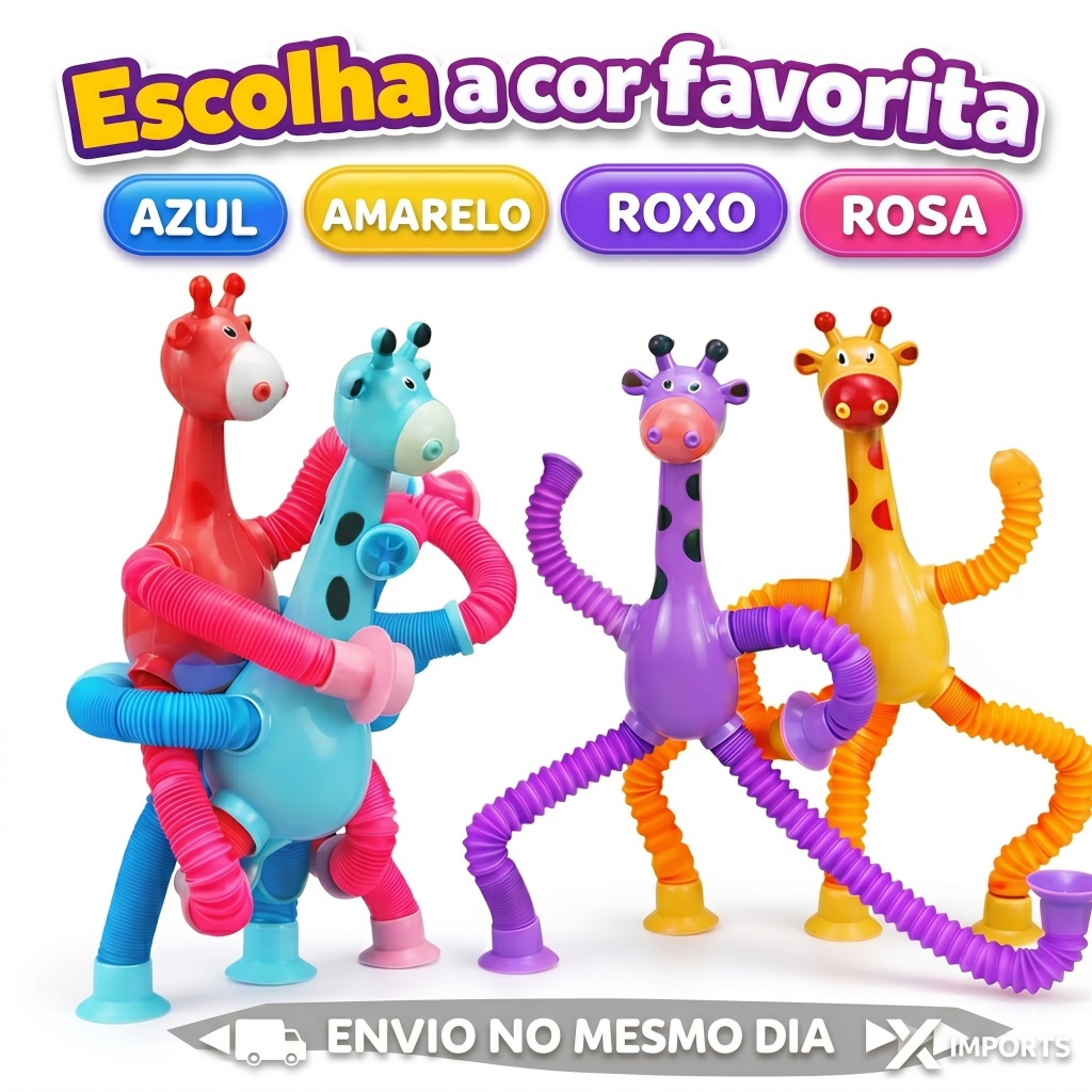 Girafas estica e gruda melman pop it tubo tiktok com luz brinquedo para crianças promoção
