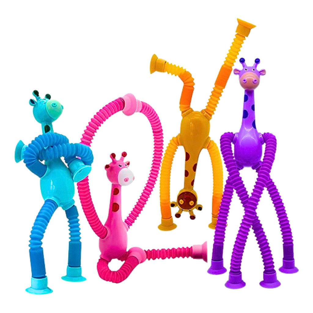 Girafa Estica E Gruda Melman Pop It Tubo -com Luzes