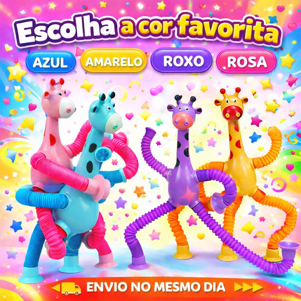1/2/4 girafas estica e gruda melman pop it tubo com luz brinquedo para crianças promoção