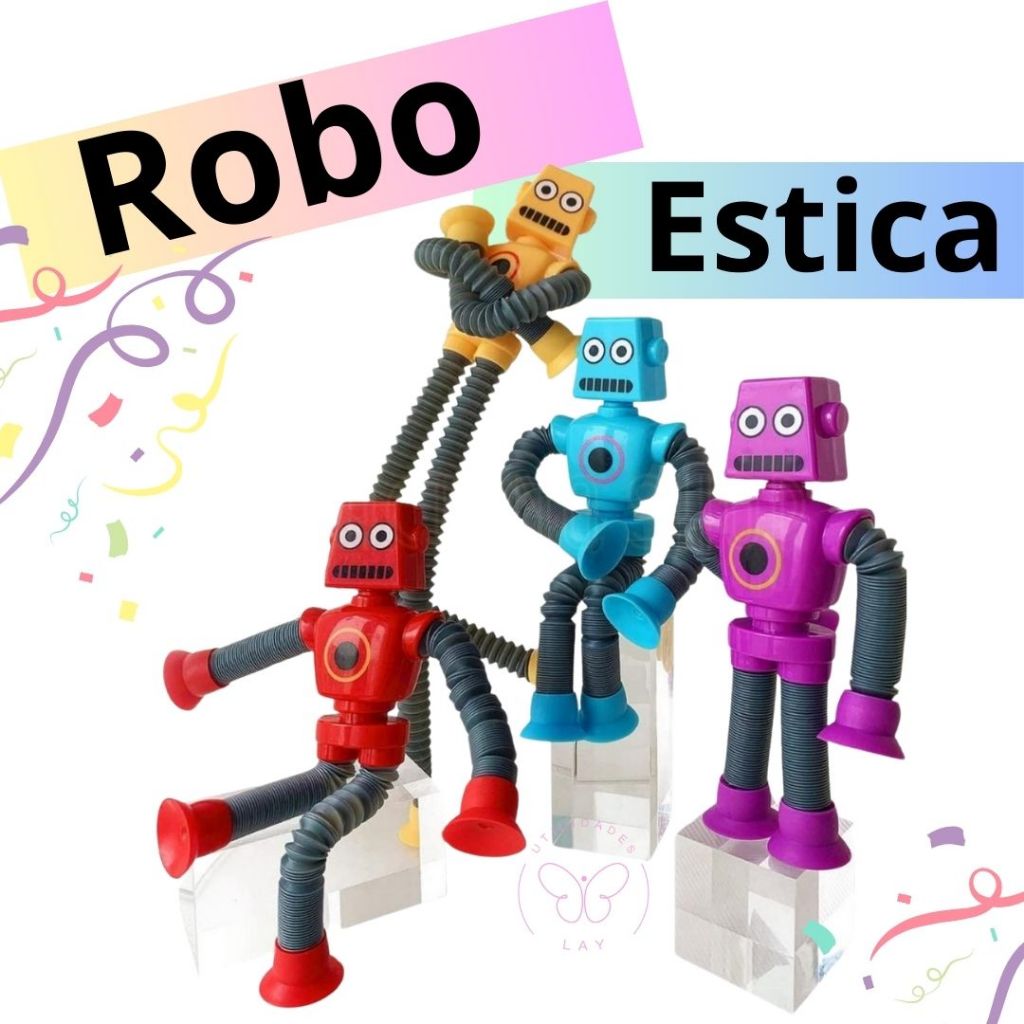Brinquedo  Robo Estica Pop It Tubo Led  E Gruda Melman Magic Ant Stress Sensorial