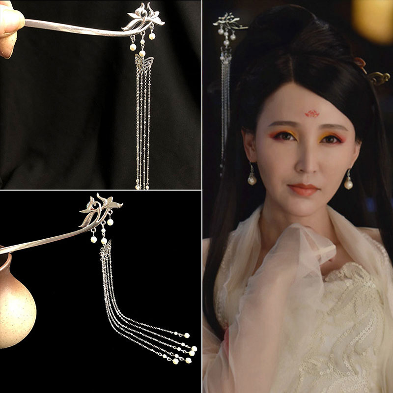 Su Yun alma pêndulo mesmo estilo amarelo primavera Meng Po Sanqifeng hairpin borla passo agitando Hanfu cos hairpin cabe