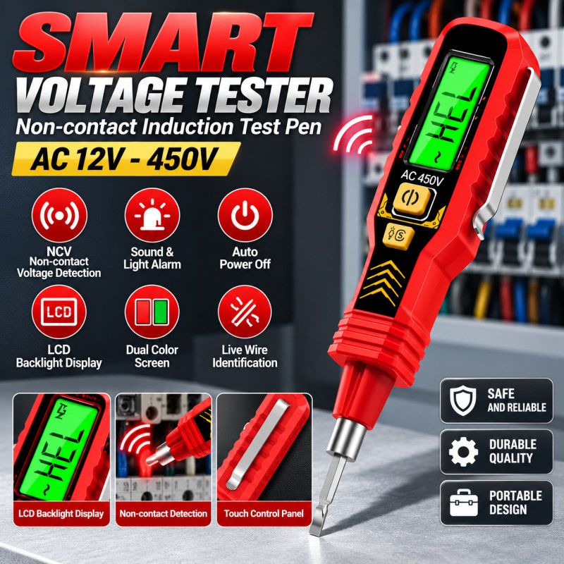 Novo Smart Digital Test Pen Screwdriver 2 - in - 1 Detector de Voltagem para uso em circuito doméstico