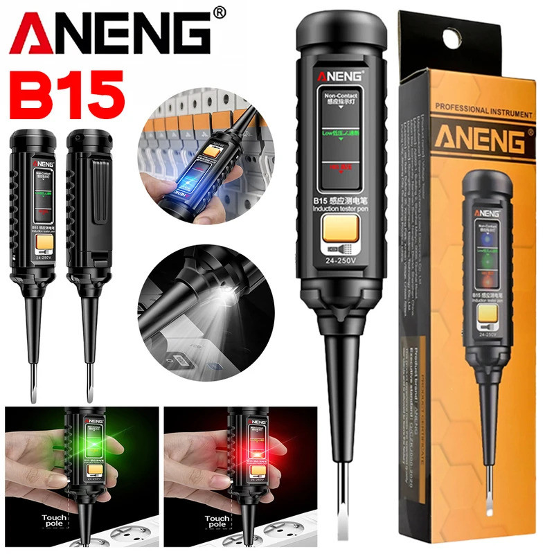 ANENG B15 Induction Tester Pen One-word Electrician Screwdriver Testing Pen 24-250V AC Voltage Detection Pen Electrical