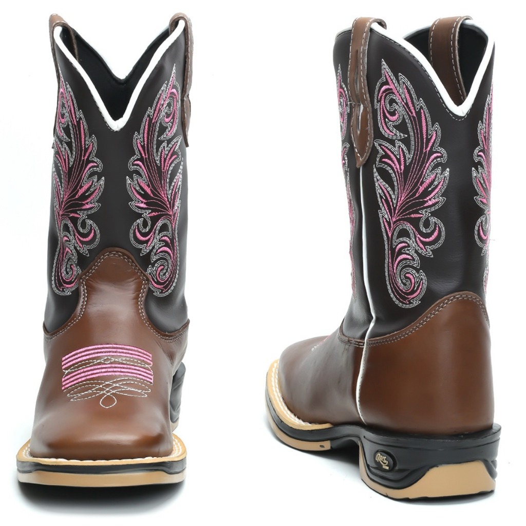 Bota Texana Rosa Claro – Frente em Couro Legítimo, Sola Jump, Cano Ecológico (35 a 41)