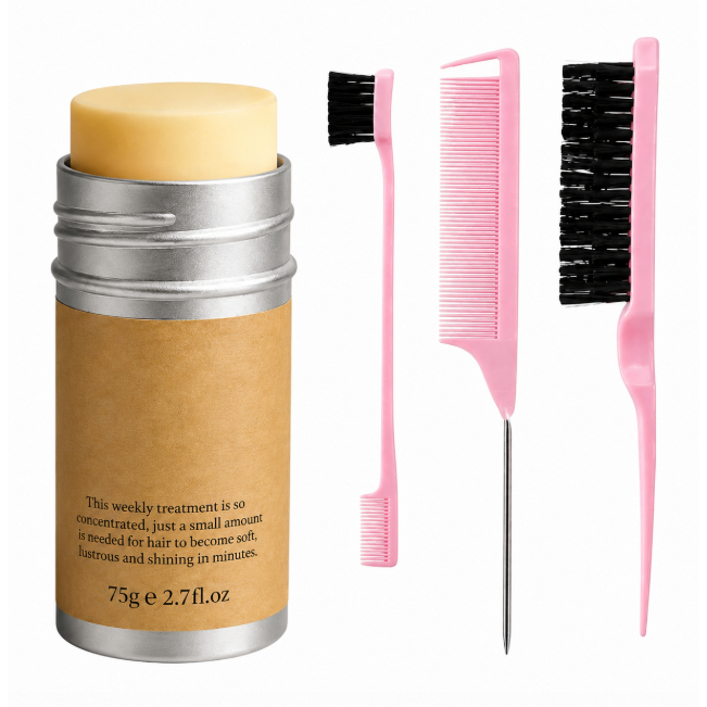 Bastão de Cera para Cabelo Anti-Frizz Frizzy Hair Tidying Creme Suavizante Styling Stick de Cera+KIT3 pentes