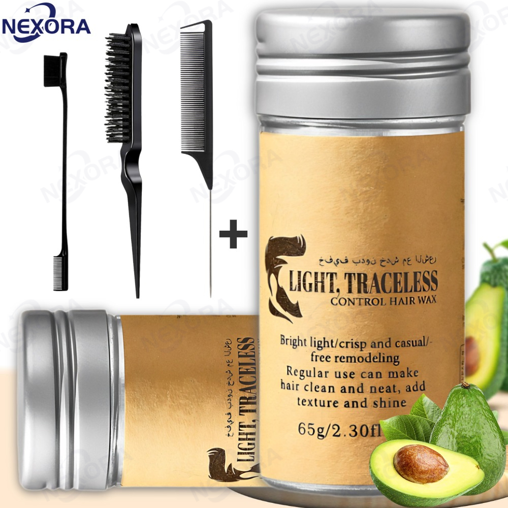 Bastão de Cera para Cabelo Anti-Frizz Frizzy Hair Tidying Creme Suavizante Styling Vem com lápis de sobrancelha