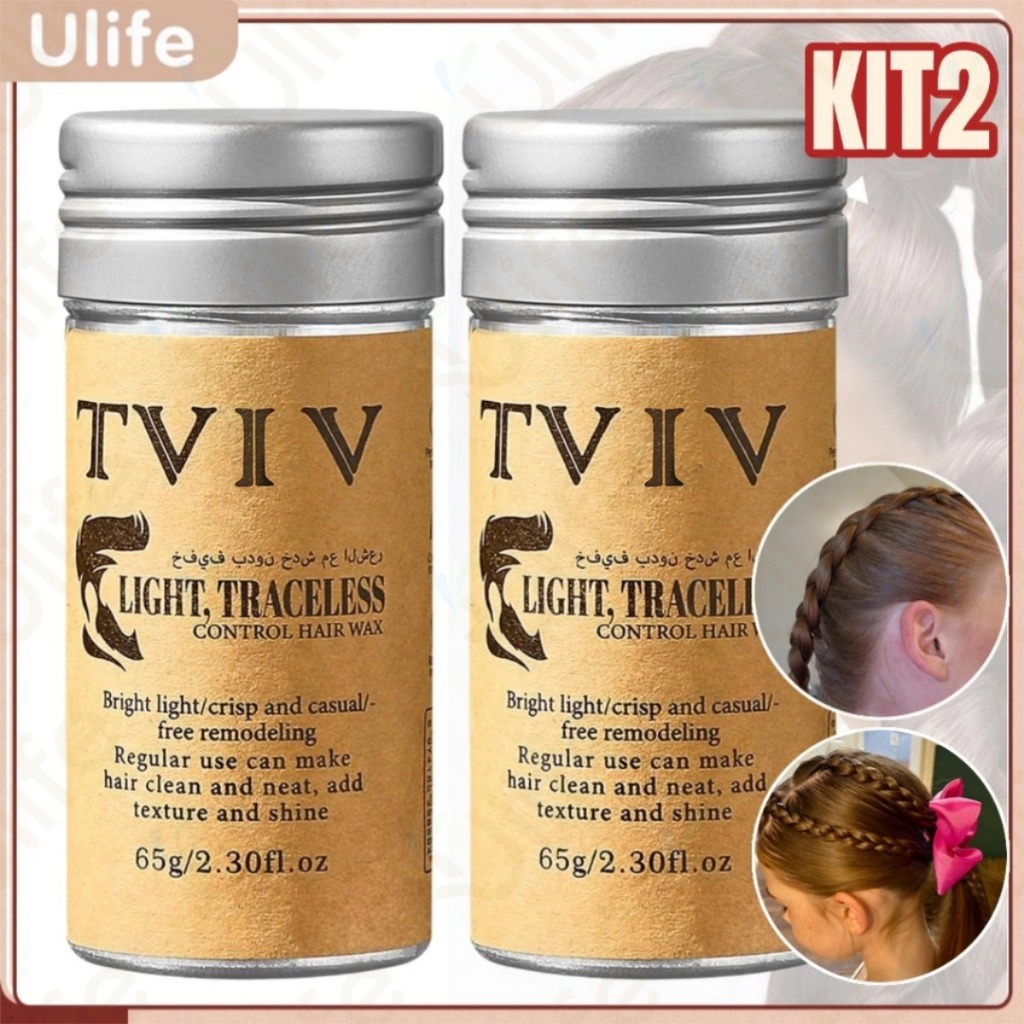KIT2 Bastão de Cera para Cabelo Anti-Frizz Frizzy Hair Tidying Creme Suavizante Styling Stick de Cera para Cabelo-UF