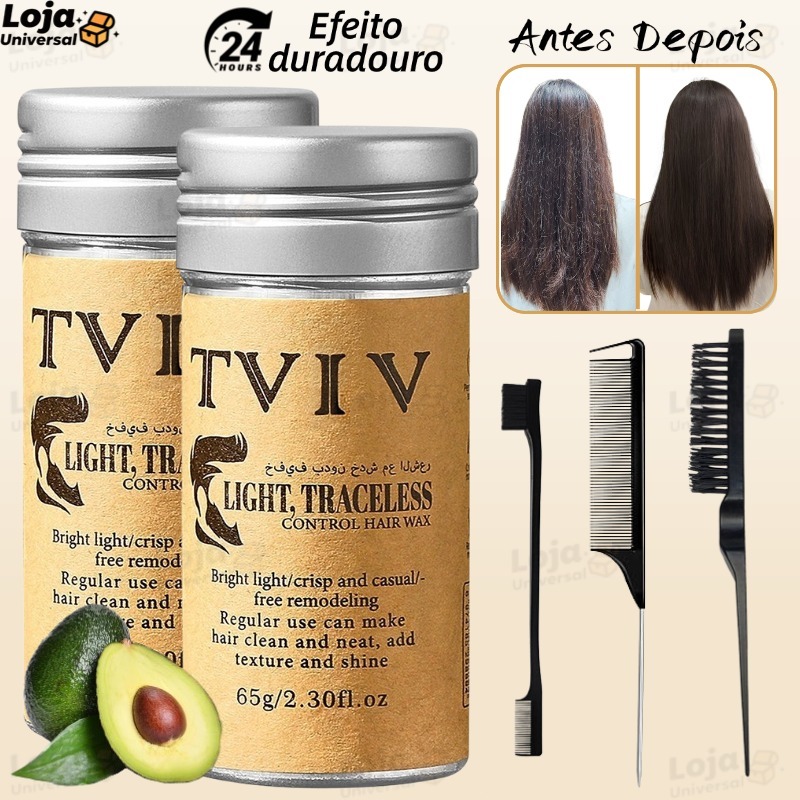 Bastão de Cera para Cabelo Anti-Frizz Frizzy Hair Tidying Creme Suavizante Styling Stick de Cera para Cabelo Sólido-LU