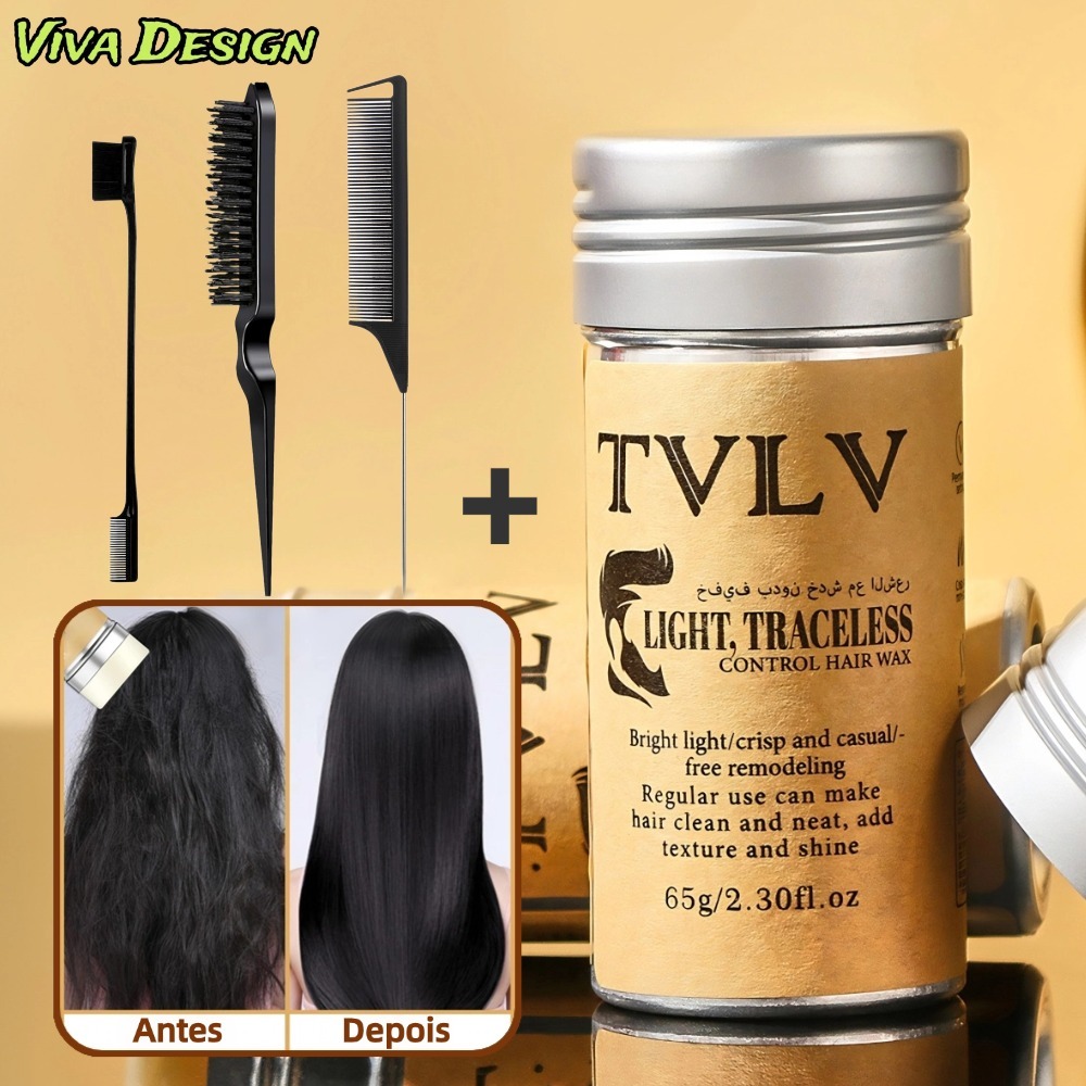 Bastão de Cera para Cabelo Anti-Frizz Frizzy Hair Tidying Creme Suavizante Styling Stick de Cera para Cabelo Sólido