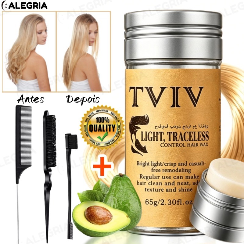 Bastão de Cera para Cabelo Anti-Frizz Frizzy Hair Tidying Creme Suavizante Styling Stick de Cera para Cabelo Sólido-ale