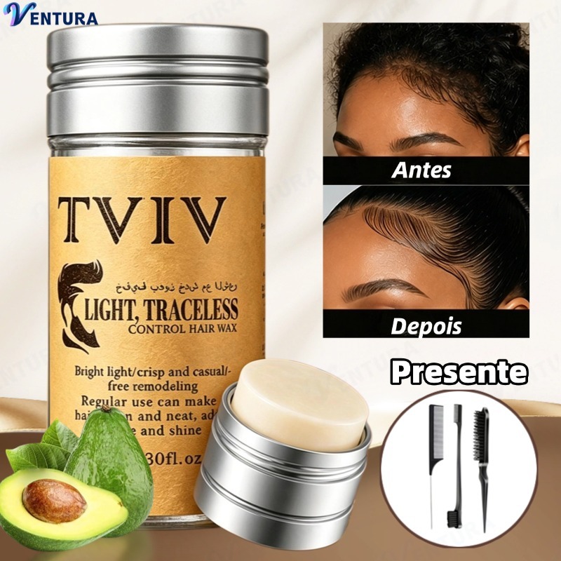 Bastão de Cera para Cabelo Anti-Frizz Frizzy Hair Tidying Creme Suavizante Styling Stick de Cera para Cabelo Sólido-DE