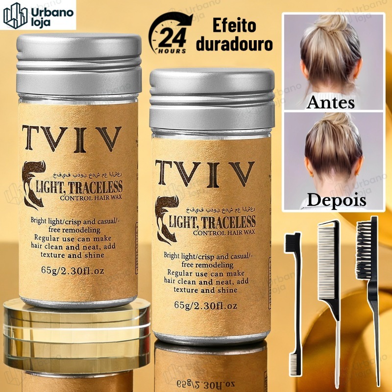Bastão de Cera para Cabelo Anti-Frizz Frizzy Hair Tidying Creme Suavizante Styling Stick de Cera Pente incluído-UR