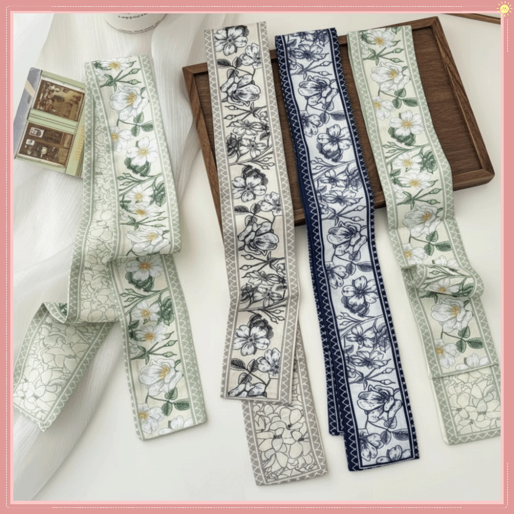 Lenço De Seda , Skinny Retrô Dupla Face Pescoço Versátil E Elegante Com Padrão Floral De 90 A 7 Cm Para Mulheres
