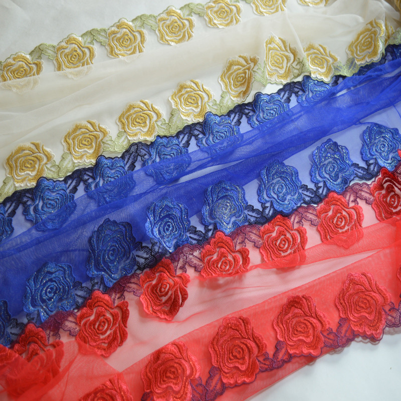 32cm seda brilhante dupla face bordado renda cortina saia cachecol lenço mesa corredor roupas guarnição acessórios