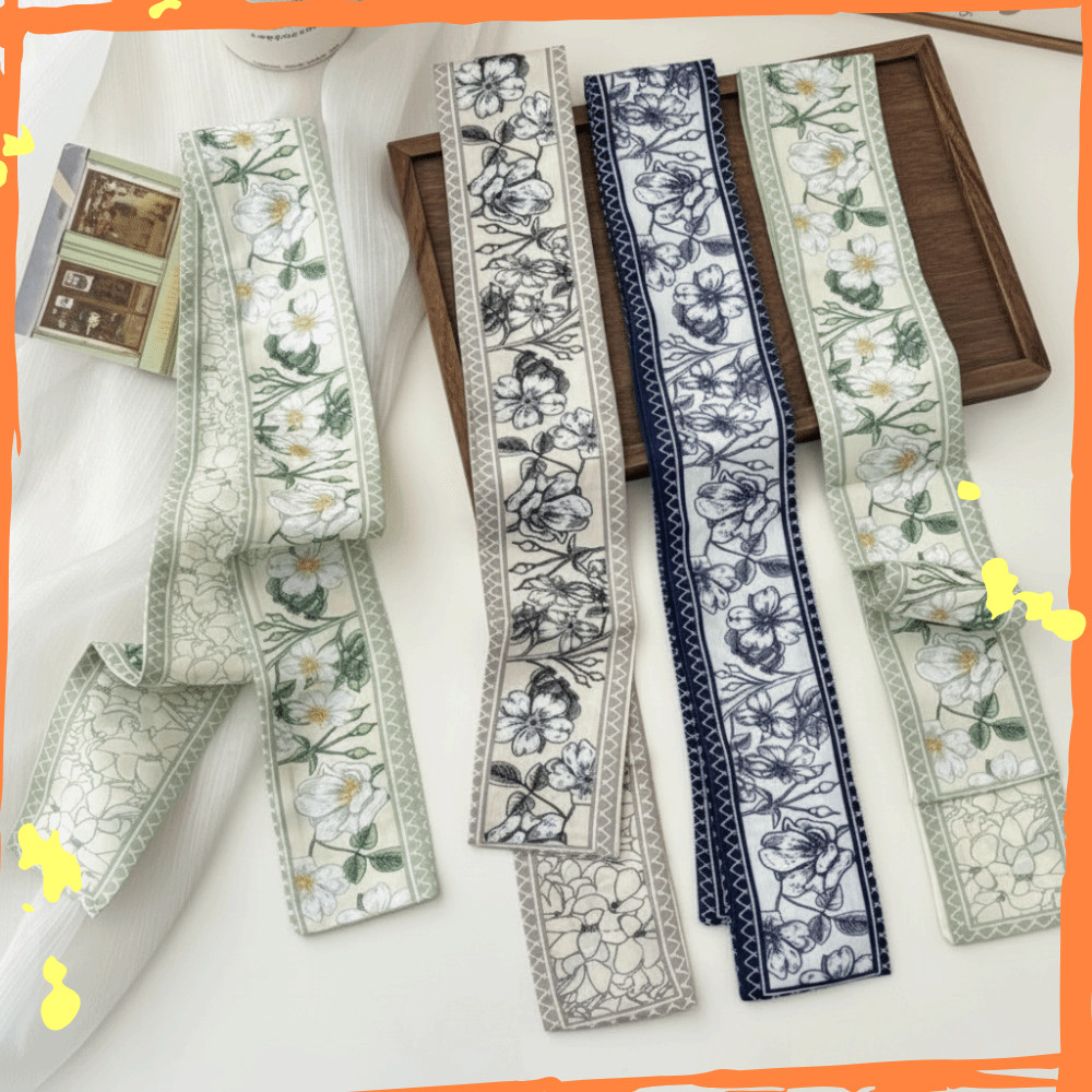 Lenço De Seda , Skinny Dupla Face De 90 , 7 Cm , Padrão Floral , Alça De Bolsa Retrô Elegante Para Mulheres