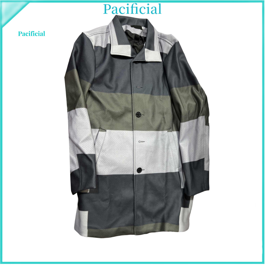 Men Formal Woolen Coat Mid-length Windproof Men's Plaid Overcoat Lapel Single-breasted Winter Outerwear Stylish Long for