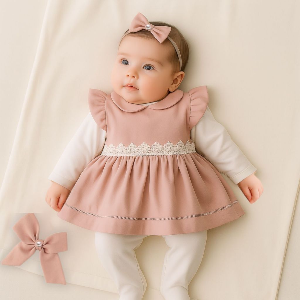Saída Maternidade Lavínia Luxo 5 Peças Malha Rose