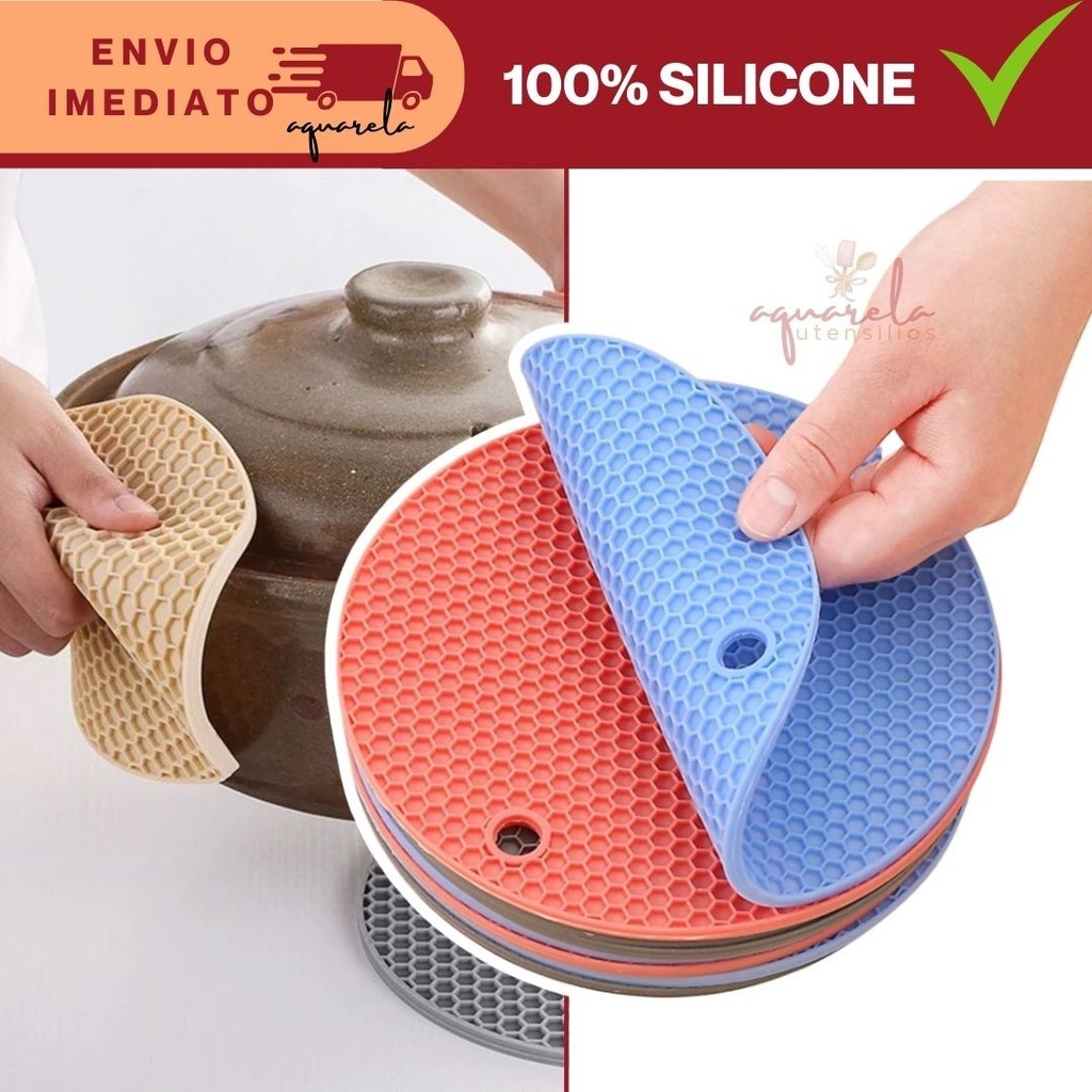 Apoio de Panela em Silicone 18cm Protetor Descanso Almofada Resistente ao Calor