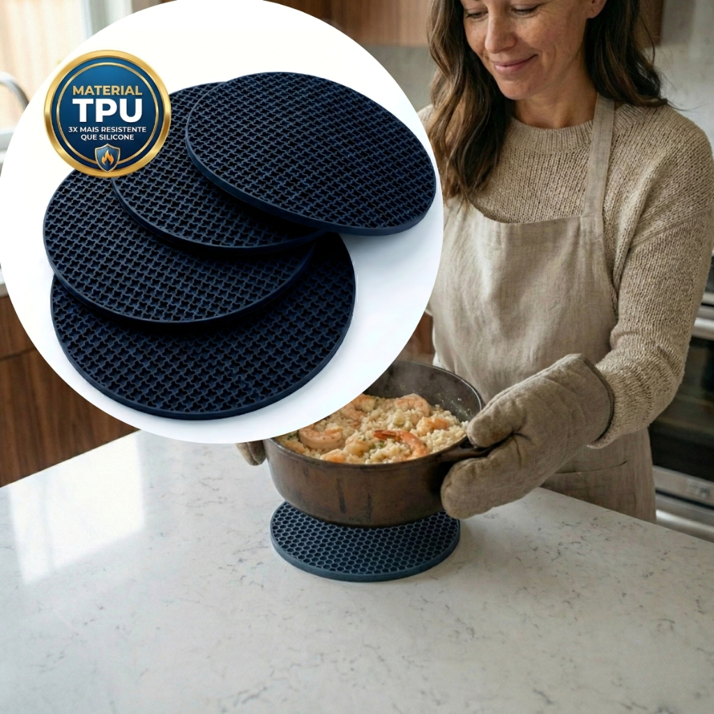 Kit Descanso De Panela Silicone TPU Resistente Térmico Suporte para Colocar Panelas na Mesa Protetor para Panela Quente