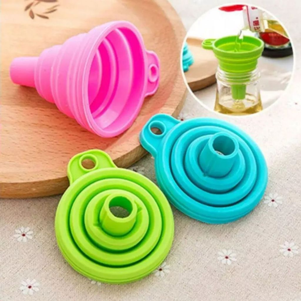 6 Funil Silicone Funcional Multiuso Prático Dobrável Ferramentas De Cozinha Dispensador de Líquidos