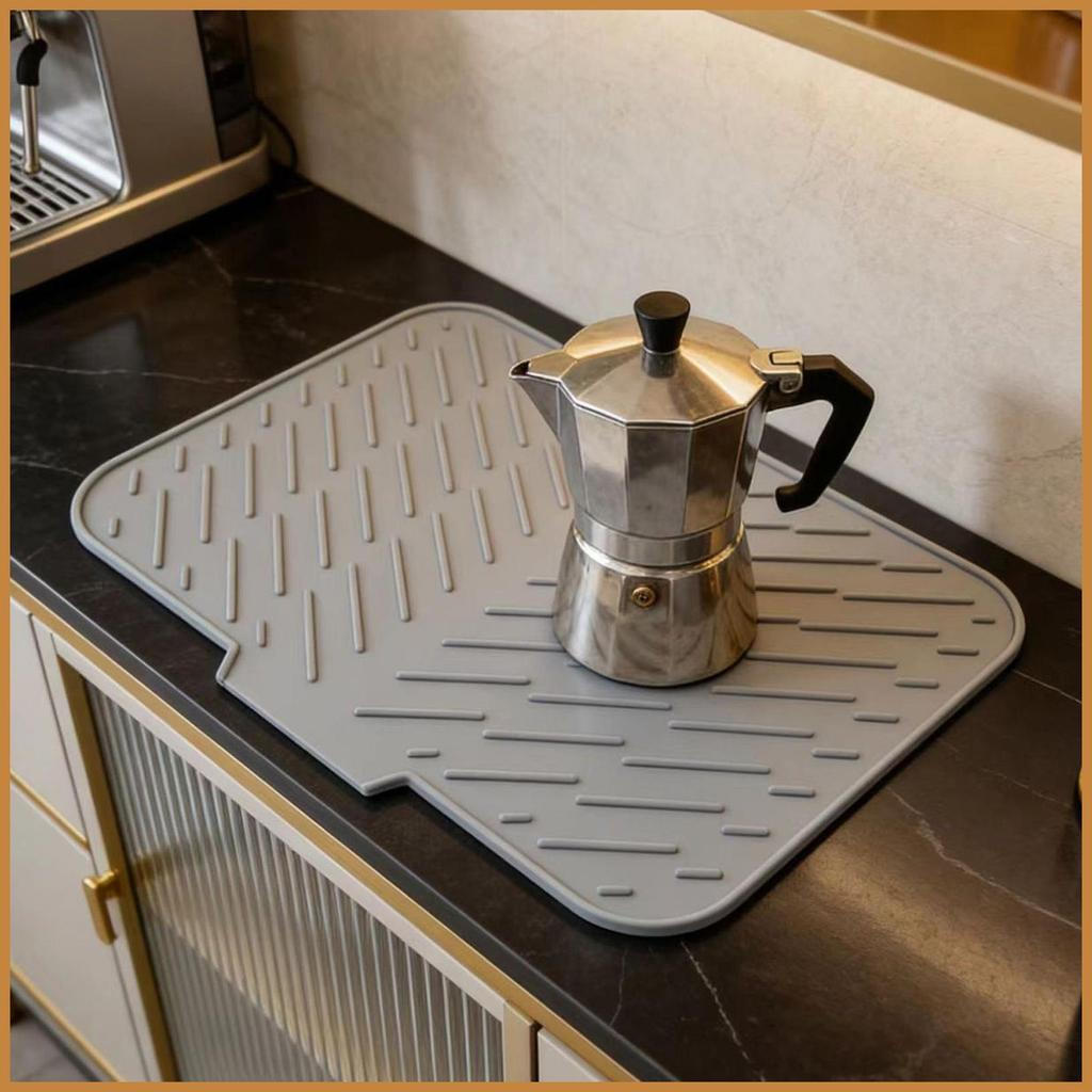 Tapete de secagem antiderrapante com textura diagonal, equipado com uma placa de drenagem, tapete de mesa de silicone do