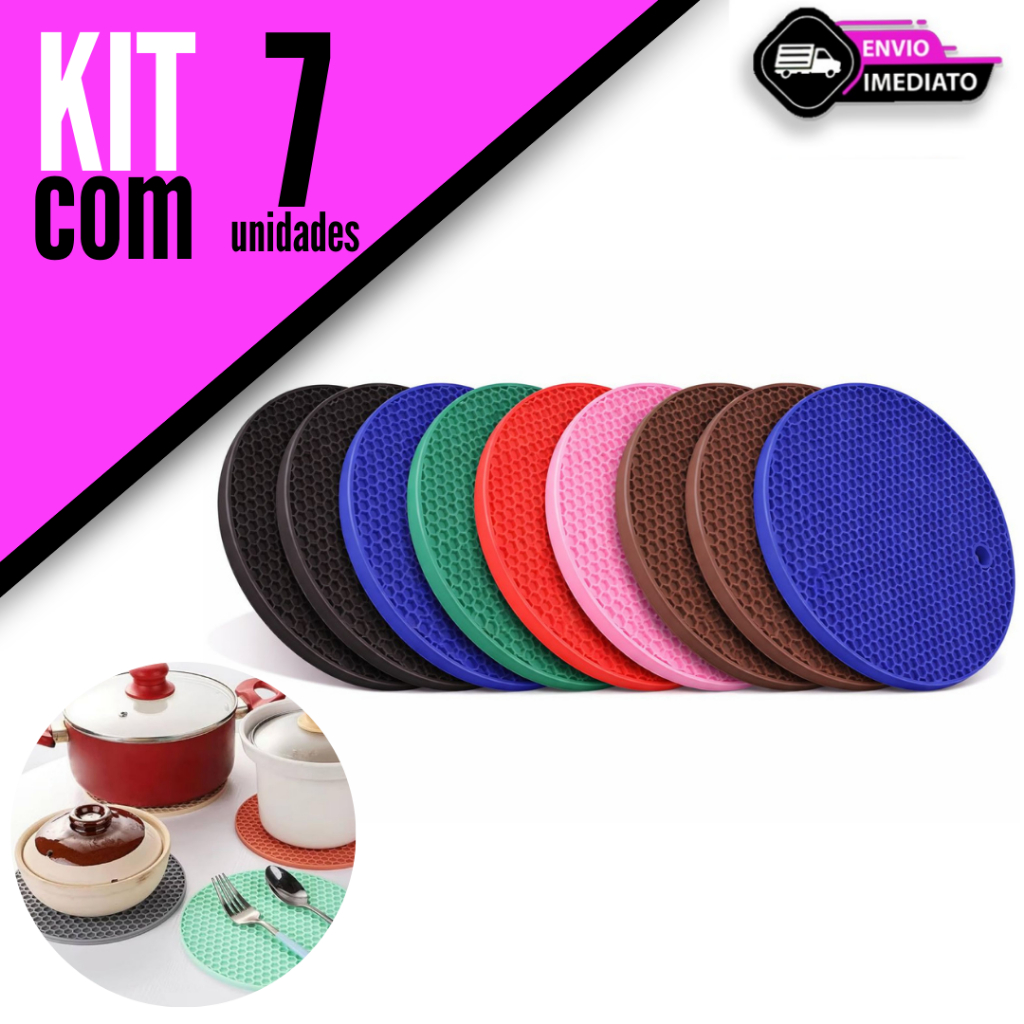 Kit 7/6/5/4 Unidades Descanso De Panela Proteção De Silicone Flexível Lavável Para Casa Cozinha