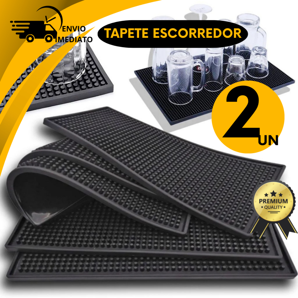 Tapete Escorredor De Louça Silicone Porta Copo Prato Talheres Antiderrapante BarMen Drink Bar Balcão