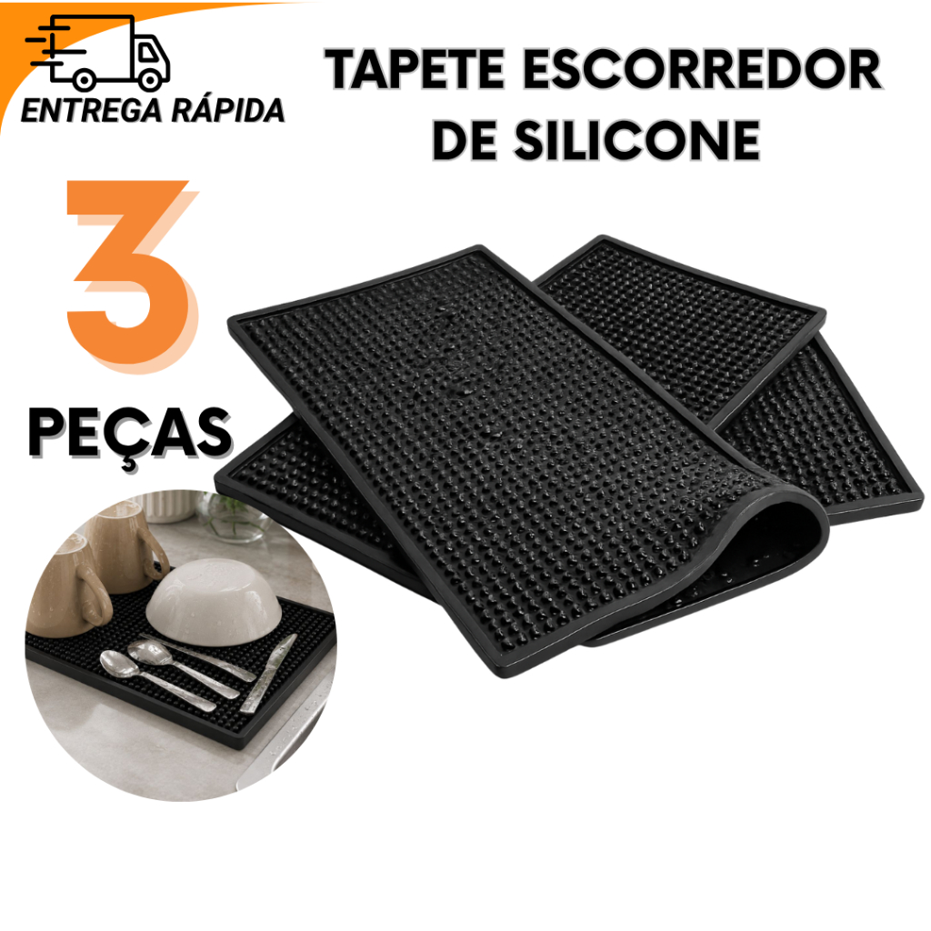 Tapete Escorredor De Silicone Resistente Para Cozinha Bares Restaurantes Copos Pratos E Drinks