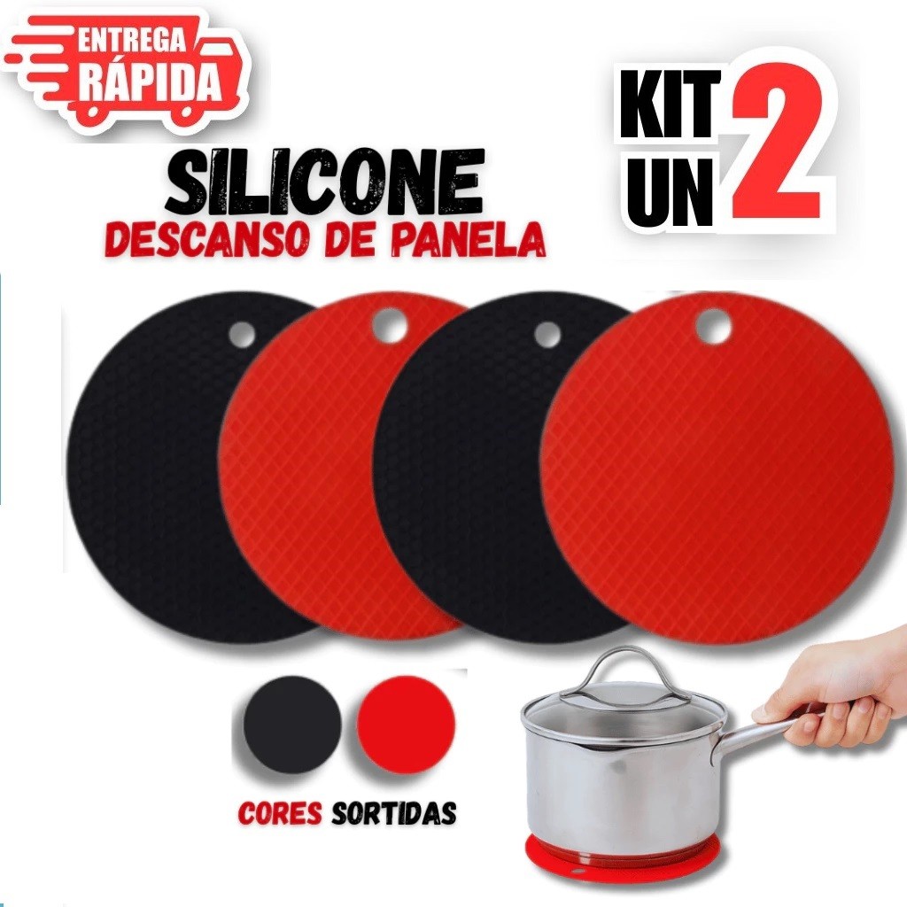 2 Unid Descanso de Panela em Silicone 17cm  Proteção para Mesa Premium Resistência Durabilidade
