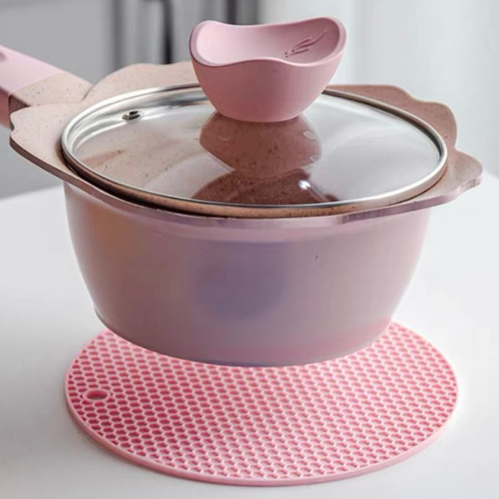 OFERTA Descanso Tapete Redondo 17cm Apoio De Pratos Panelas Silicone Top Chefe Multiuso Universal